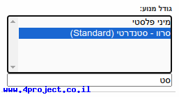"בחירת גודל מנוע: סטנדרטי"