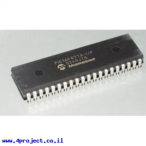 בקר PIC 16F877A 40Pin 20MHz 14KByte 8A/D
