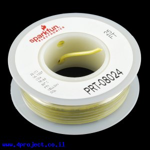 חוט קשיח חד גידי - AWG22 - צהוב - 7.5 מטר