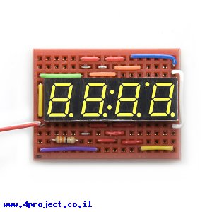 7Segment צהוב, 4 ספרות, 10 מ"מ