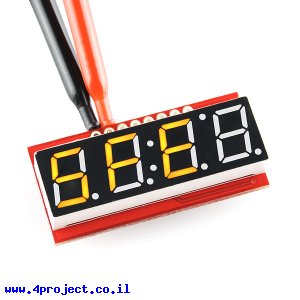 7Segment צהוב, 4 ספרות, 10 מ"מ, ממשק טורי - גרסה קודמת