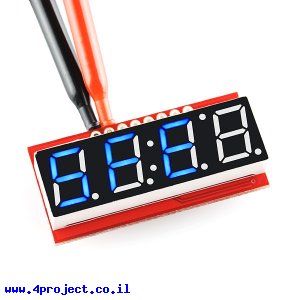 7Segment כחול, 4 ספרות, 10 מ"מ, ממשק טורי - גרסה קודמת