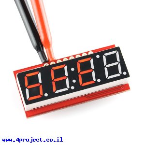 7Segment אדום, 4 ספרות, 10 מ"מ, ממשק טורי - גרסה קודמת