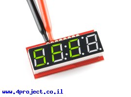 תמונה של מוצר 7Segment ירוק, 4 ספרות, 10 מ"מ, ממשק טורי - גרסה קודמת
