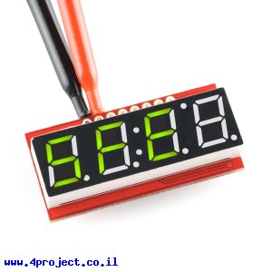 7Segment ירוק, 4 ספרות, 10 מ"מ, ממשק טורי - גרסה קודמת