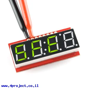 7Segment ירוק, 4 ספרות, 10 מ"מ, ממשק טורי - גרסה קודמת