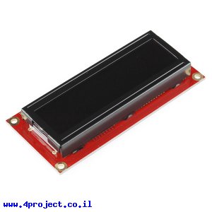LCD טקסט 16x2, אדום על שחור, 3.3V