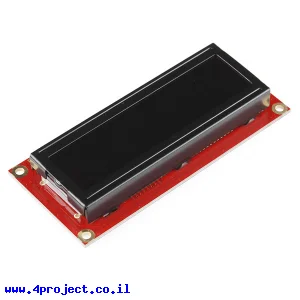 LCD טקסט 16x2, אדום על שחור, 3.3V
