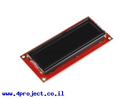תמונה של מוצר LCD טקסט 16x2, לבן על שחור, 5V