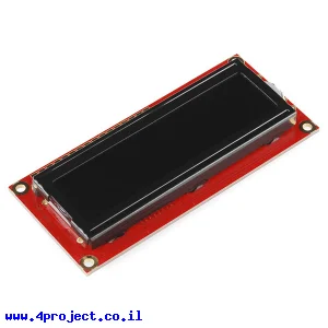 LCD טקסט 16x2, לבן על שחור, 5V