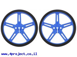 תמונה של מוצר גלגל 70x8 מ"מ כחול לציר D בקוטר 3 מ"מ - ערכה של 2