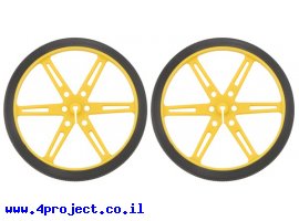 תמונה של מוצר גלגל 80x10 מ"מ צהוב לציר D בקוטר 3 מ"מ - ערכה של 2