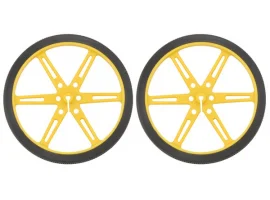 תמונה של מוצר גלגל 80x10 מ"מ צהוב לציר D בקוטר 3 מ"מ - ערכה של 2