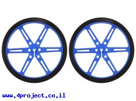 תמונה של מוצר גלגל 80x10 מ"מ כחול לציר D בקוטר 3 מ"מ - ערכה של 2