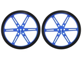 תמונה של מוצר גלגל 80x10 מ"מ כחול לציר D בקוטר 3 מ"מ - ערכה של 2