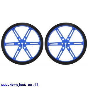 גלגל 80x10 מ"מ כחול לציר D בקוטר 3 מ"מ - ערכה של 2
