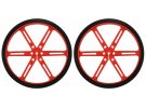 תמונה של מוצר גלגל 90x10 מ"מ אדום לציר D בקוטר 3 מ"מ - ערכה של 2