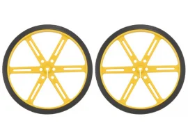תמונה של מוצר גלגל 90x10 מ"מ צהוב לציר D בקוטר 3 מ"מ - ערכה של 2