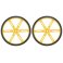 גלגל 90x10 מ"מ צהוב לציר D בקוטר 3 מ"מ - ערכה של 2