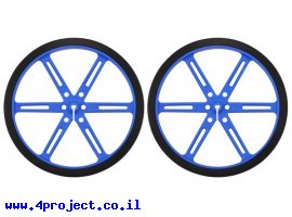 תמונה של מוצר גלגל 90x10 מ"מ כחול לציר D בקוטר 3 מ"מ - ערכה של 2