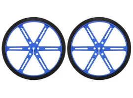 תמונה של מוצר גלגל 90x10 מ"מ כחול לציר D בקוטר 3 מ"מ - ערכה של 2