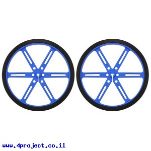 גלגל 90x10 מ"מ כחול לציר D בקוטר 3 מ"מ - ערכה של 2