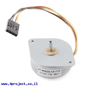 מנוע צעד 48 צעדים, 35 מ"מ, 12V/400mA