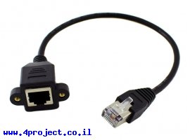 תמונה של מוצר כבל Ethernet RJ45 זכר/נקבה להתקנה על פנל - 30 ס"מ