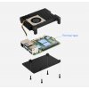 מארז לכרטיסי Raspberry PI 5 - אלומיניום עם מאוורר מבוקר טמפרטורה