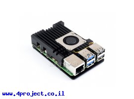 תמונה של מוצר מארז לכרטיסי Raspberry PI 5 - אלומיניום עם מאוורר מבוקר טמפרטורה