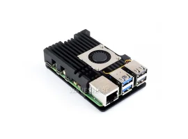 תמונה של מוצר מארז לכרטיסי Raspberry PI 5 - אלומיניום עם מאוורר מבוקר טמפרטורה