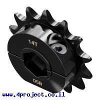 גלגל שיניים לשרשרת 8mm, לציר 12 מ"מ בצורת REX, פלדה - 14 שיניים