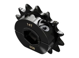 תמונה של מוצר גלגל שיניים מתהדק לשרשרת 8mm, לציר 12 מ"מ בצורת REX, פלדה - 14 שיניים