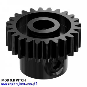 גלגל שיניים MOD0.8 לציר 6 מ"מ בצורת D, פלדה - 24 שיניים