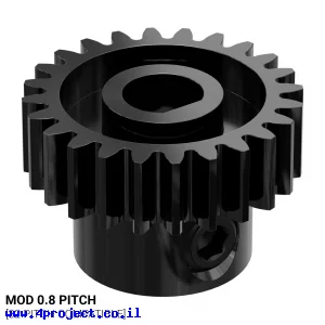 גלגל שיניים MOD0.8 לציר 6 מ"מ בצורת D, פלדה - 24 שיניים