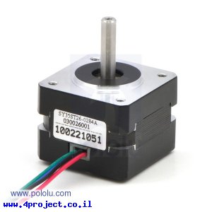 מנוע צעד 200 צעדים, 35x26 מ"מ, 7.4V/0.28A