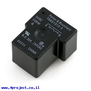 ממסר SPST אטום, 30A@240VAC - סליל 5V