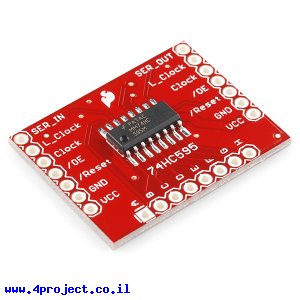 שבב הזזה 8bit Serial In/Parallel Out 74HC595 על כרטיסון