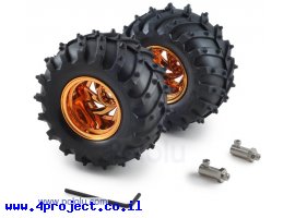 תמונה של מוצר גלגל 120x60 מ"מ כתום לציר D בקוטר 4 מ"מ - ערכה של 2