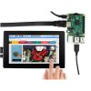 מסך קיבולי LCD 7" IPS 1024x600, מסגרת, זכוכית מגן, ממשק HDMI, מגע USB