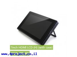 תמונה של מוצר מסך קיבולי LCD 7" IPS 1024x600, מסגרת, זכוכית מגן, ממשק HDMI, מגע USB