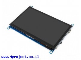 תמונה של מוצר מסך קיבולי LCD 7" IPS 1024x600, זכוכית מגן, ממשק HDMI, מגע USB
