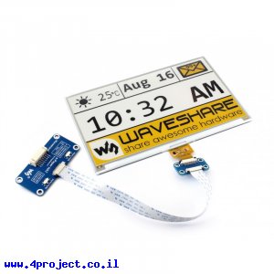 מסך E-Ink ל-3 צבעים, גודל 7.5", רזולוציה 640x384, ממשק RPi