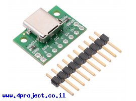 תמונה של מוצר כרטיסון עם מחבר USB-C 2.0 נקבה - Pololu