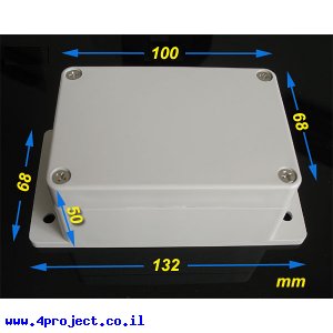 קופסת פרוייקט מפלסטיק גדולה - מוגנת מים - 100x68x50 מ"מ