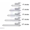 מנוע לינארי DC 12V, דגם MD , תנועה 200mm, 100kgf, 1.5cm/s