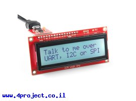 תמונה של מוצר LCD טקסט 16x2, כתב שחור על RGB רקע, 3.3V, ממשק טורי