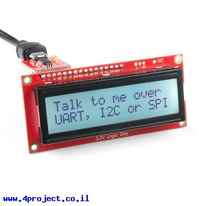 LCD טקסט 16x2, כתב שחור על RGB רקע, 3.3V, ממשק טורי