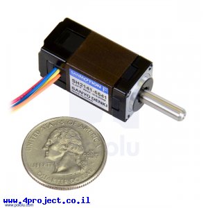 מנוע צעד 200 צעדים, 14x30 מ"מ, 6.3V/0.3A - ציר אחד