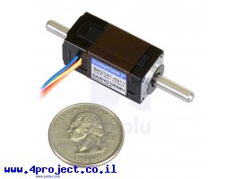 תמונה של מוצר מנוע צעד 200 צעדים, 14x30 מ"מ, 6.3V/0.3A - ציר כפול